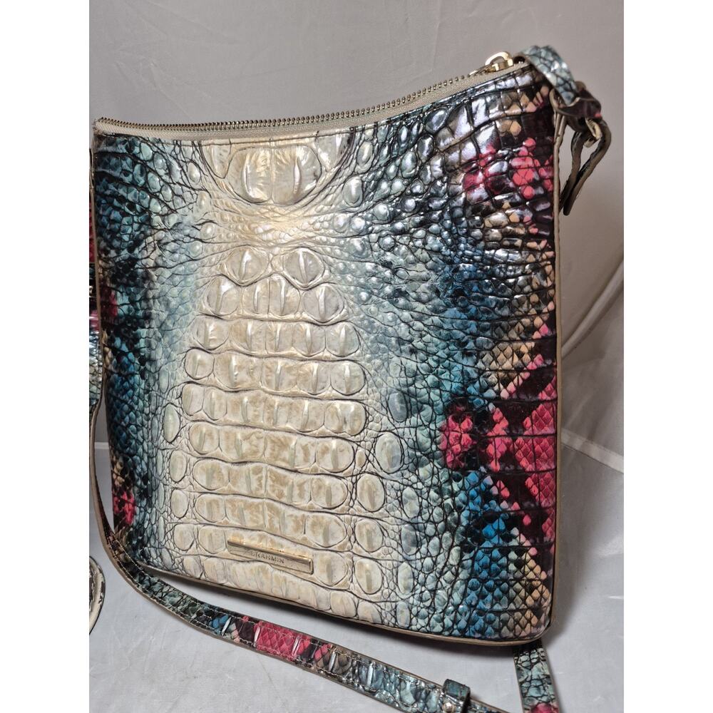 💥 Brahmin Katie Crossbody Purse Ombré Croc Komodo Embossed Leather Gorgeous - Picture 12 of 16